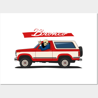 Truck bronco 1986 f150 xlt 4x4 skull metal red Posters and Art